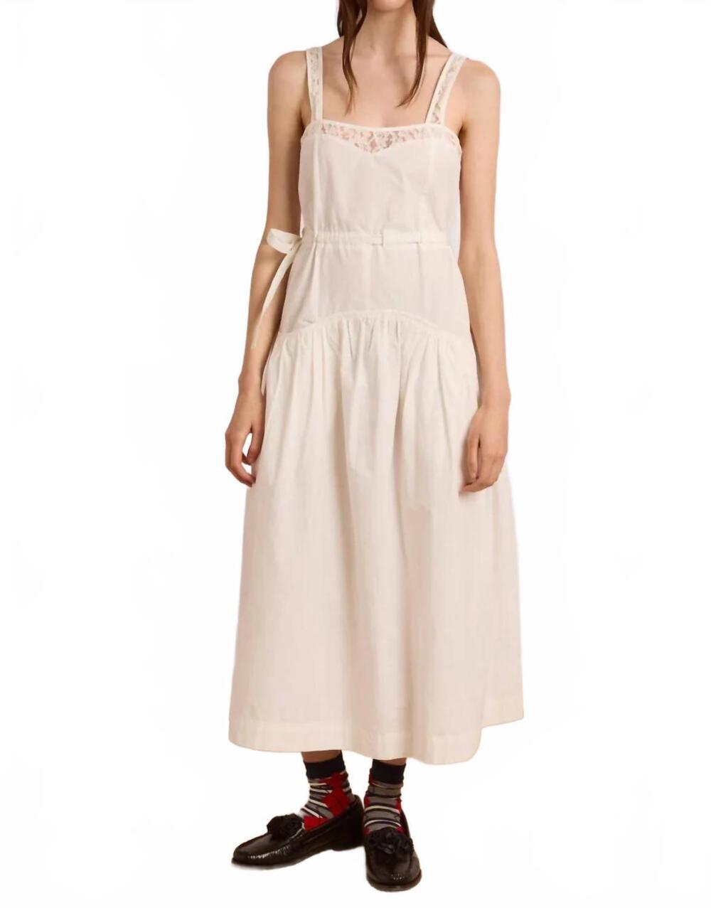 NEW DAMSON MADDER women's campbell midi dress in white